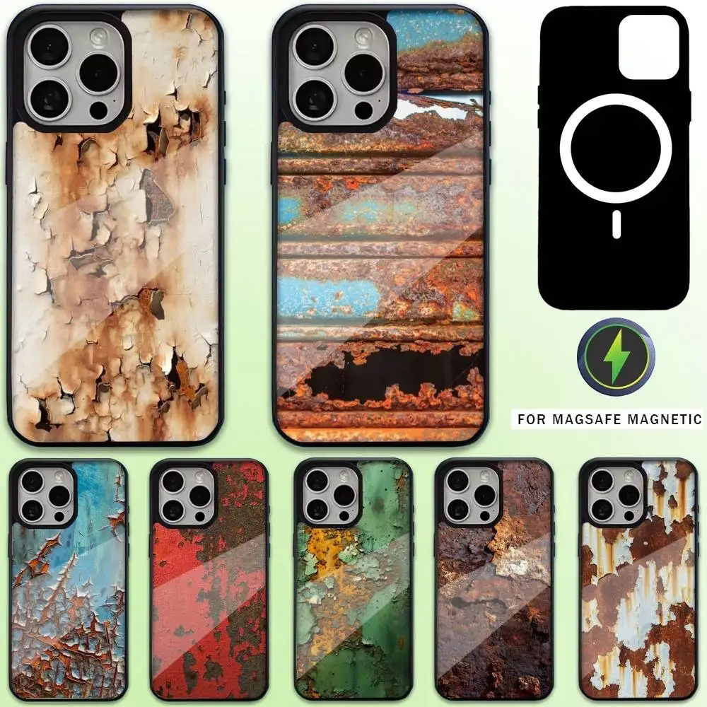 

Retro Industrial Style Rusty Phone Case For iPhone17,16,15,14,13,12,11 Plus,Pro Max Magnetic For Magsafe Wireless Charging