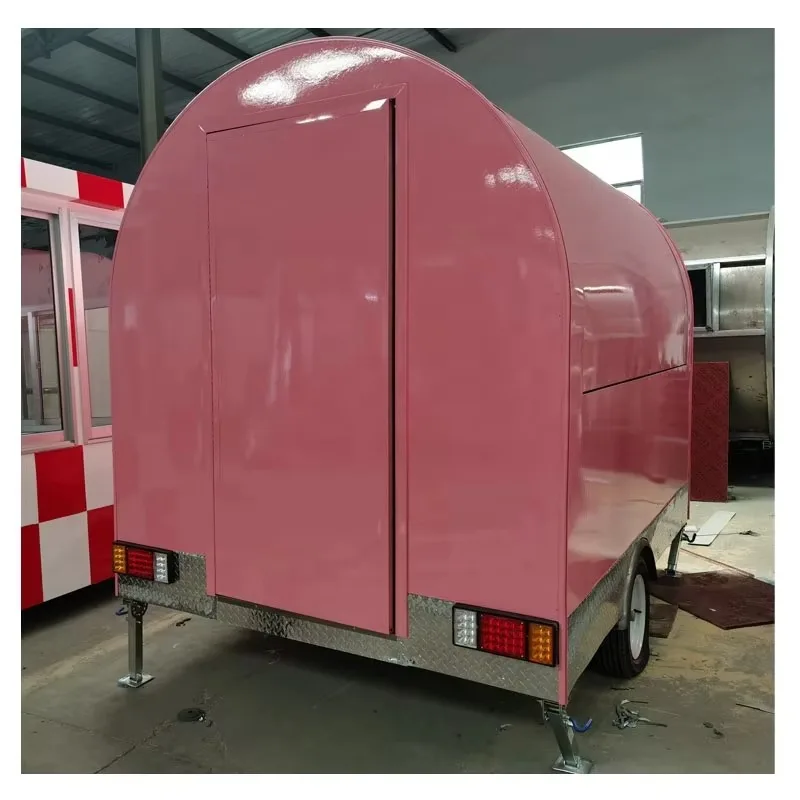 Customized Outdoor Light Pink Food Cart Trailer For Sale Mobile Food Vending