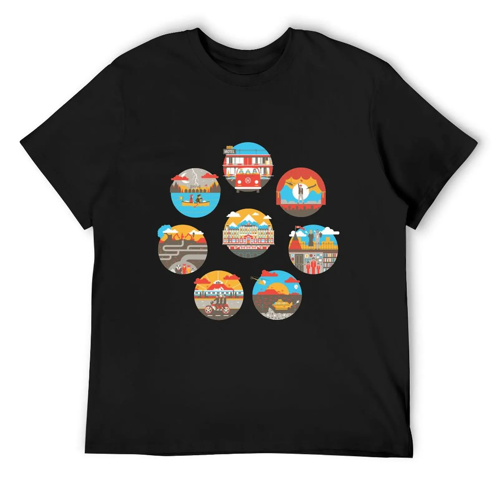 

Wes Anderson Films Icon Illustrations T-Shirt anime stuff Funny t-shirt sweat shirts, men
