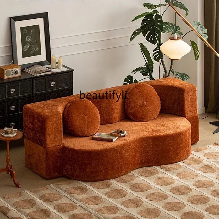 A4567 Modern Minimalist Style Irregular Foldable Custom Sofa Vacuum Compressed Roll Pack Curved Sofa