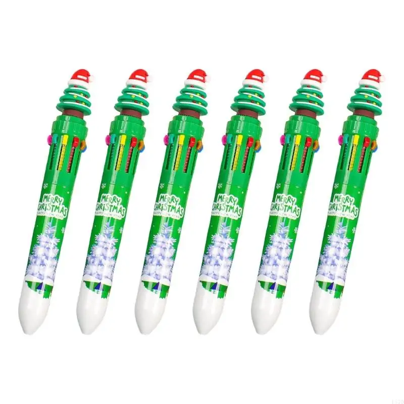 D57D 6 PCS 10 in 1 Cartoon Christmas Ballpoint Pen Pen Multicolor Pen Pen Pen