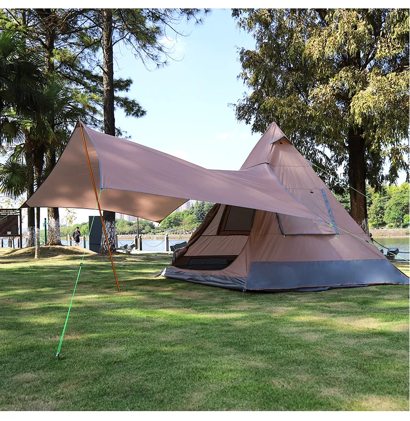 2026 Indian Tent Outdoor Camping for 3-4 People Home Driving Octagonal Pyramid Cotton Tentpromote sales