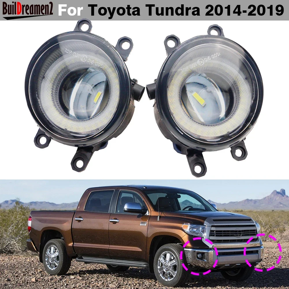 

1 Pair 30W Car External LED Fog Light Angel Eye DRL Daytime Running Lamp H11 12V For Toyota Tundra 2014 2015 2016 2017 2018 2019
