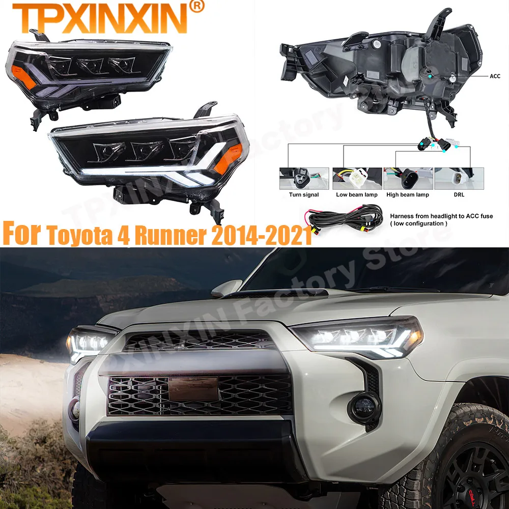 Car LED Headlight Lamp For Toyota 4 Runner 2014 2015 2016 2017 2018 2019 2020 2021 Headlight High Beam Lights Low Beam Lights