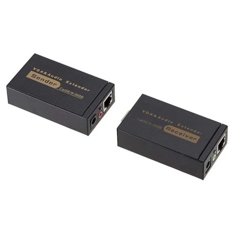 DT23 VGA Video Audio Signal Extender 100M 328ft over CAT5e/6 1080P HD Extension Adapter 1920x1440@60Hz for Monitor Projector