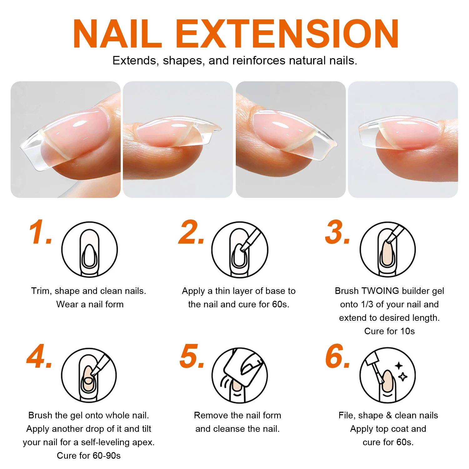 TWOING プロフェッショナルビルダージェル UVハードジェル ネイル強化用 クイックビルディング 長持ち ソークオフ エクステンションジェル 10ml