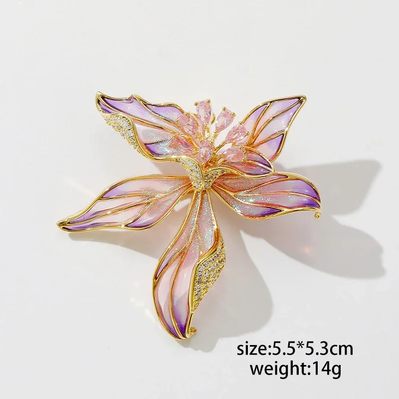 1Pc Delicate Iris Flower Brooch for Men Women Exquisite Flower Plant Pins Brooches Jewelry Trendy Accessories Party Gifts 2024
