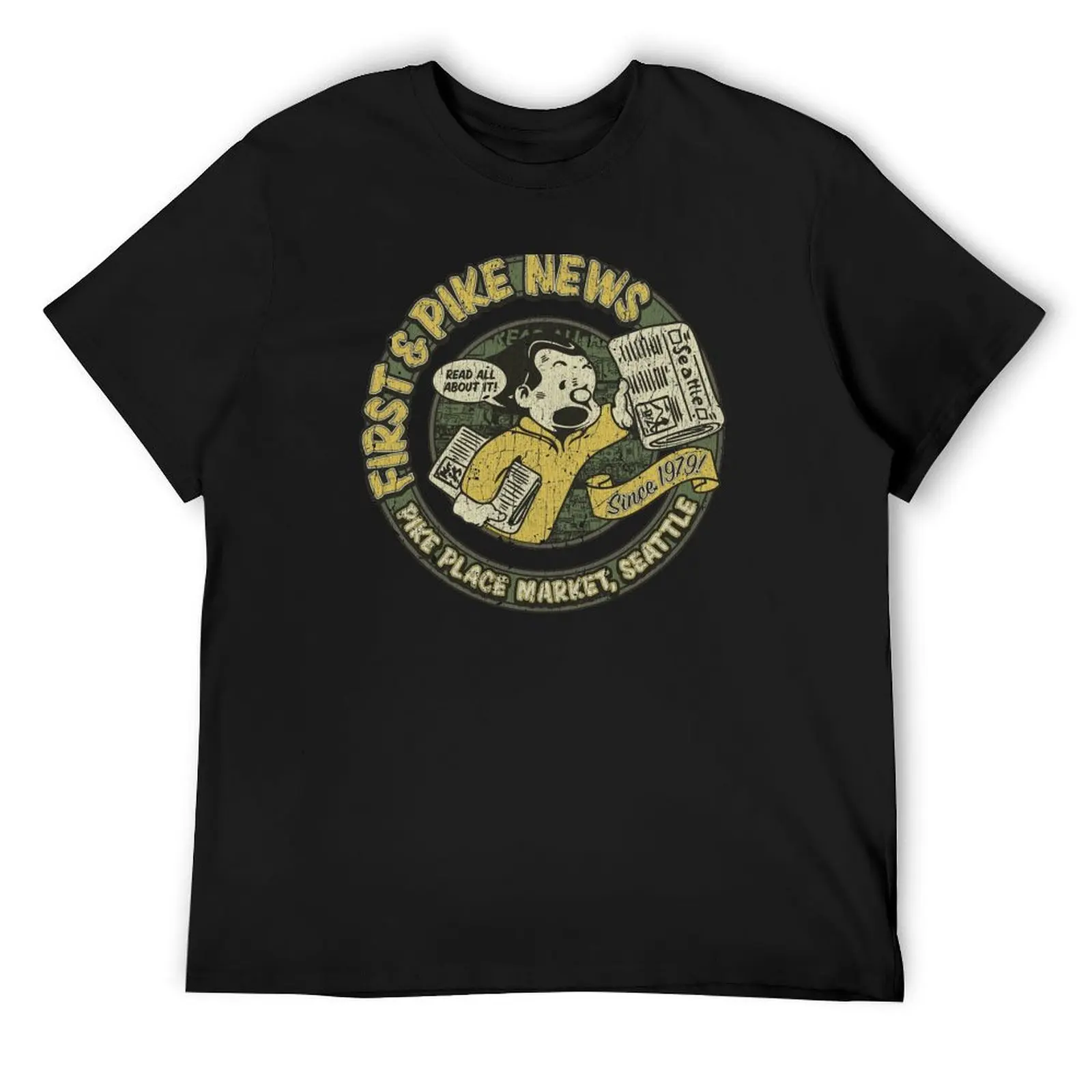 

First & Pike News Seattle T-Shirt valentines clothes oversized graphic tee tops mens clothing