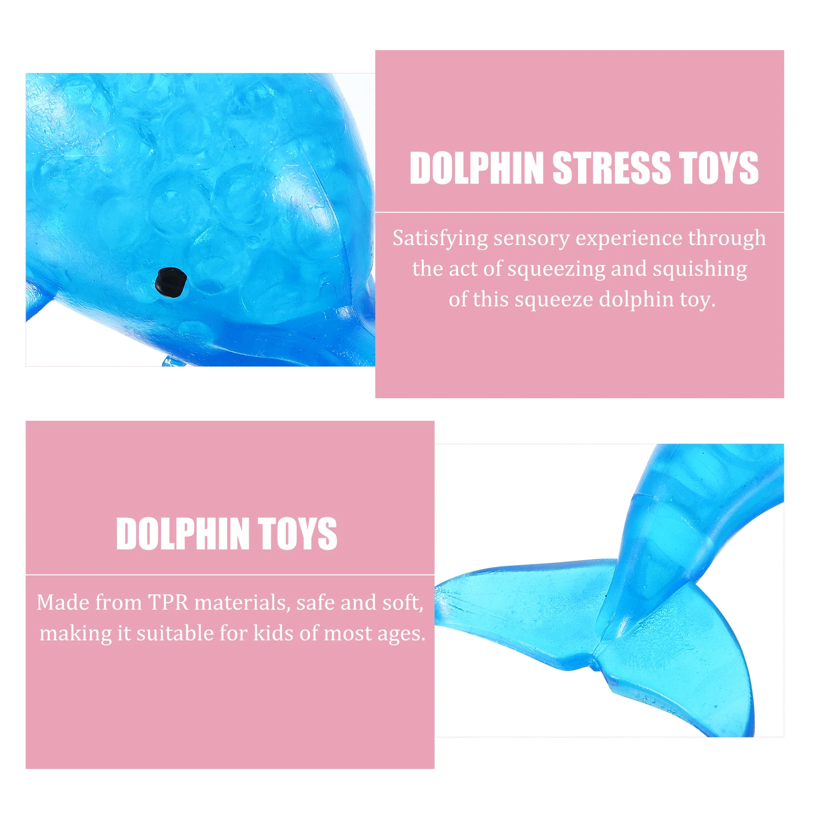 2pcs Squeeze Dolphin Toy TPR Safe Soft Stress Reliever Kids Party Favors Gift