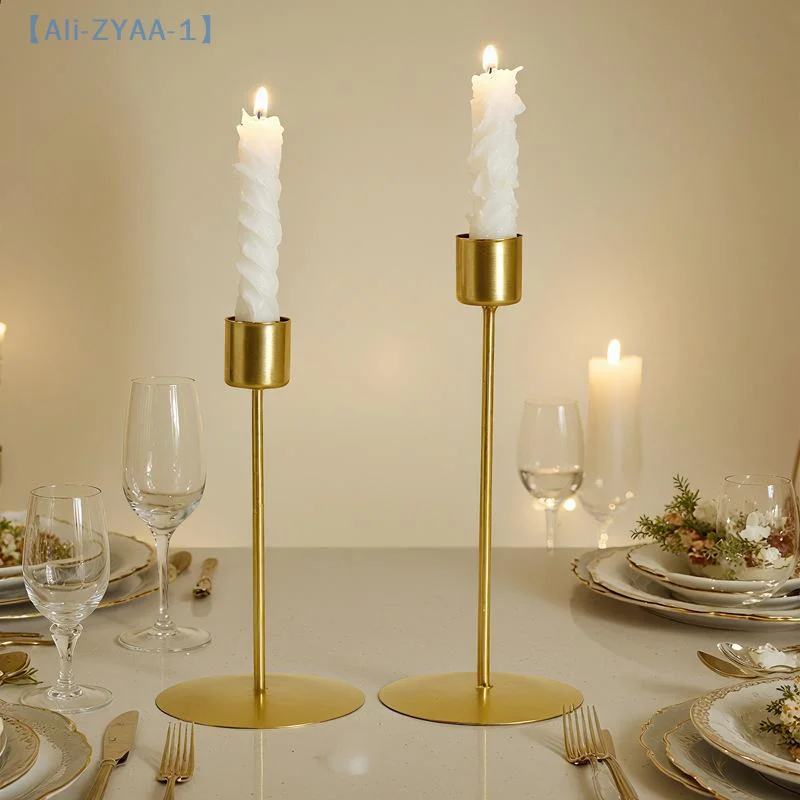 【ZYAA-1】European Style Metal Candle Holders Simple Golden Wedding Decoration Bar Party Living Room Decor Home Decor Candlestick
