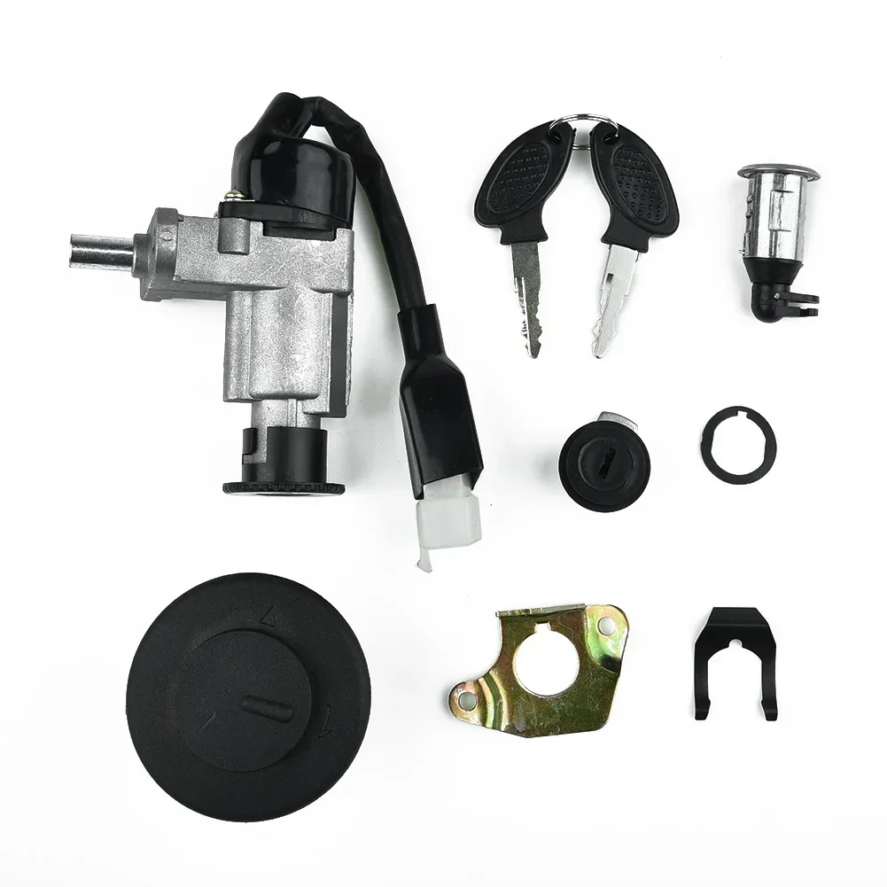 For GY6 139QMB 50 125cc 150cc Scooter Replacement 4Pins Keys Ignition switch lock Fuel Metal+plastic Set Accessories