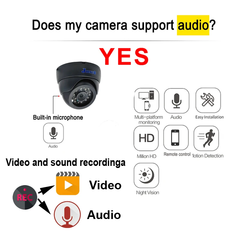 JIENUO 4K Poe Camera IP Dome sistema di sorveglianza di sicurezza visione notturna 4MP 5MP 8MP Onvif Audio CCTV Video HD Indoor Home Cam Net