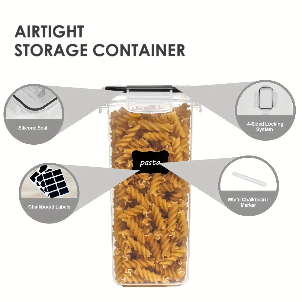 12-Piece Food Storage Containers with Lids, Plastic Kitchen Pantry Organizers for Dry Goods Flour Sugar