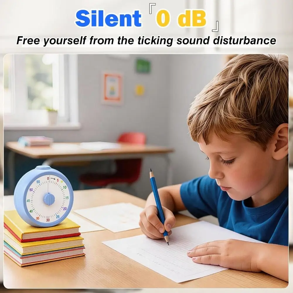 60 Minutes Visual Timer for Kids Rainbow Pattern Digital Display Digital Pomodoro Timer Silent Pause Function Countdown Timer