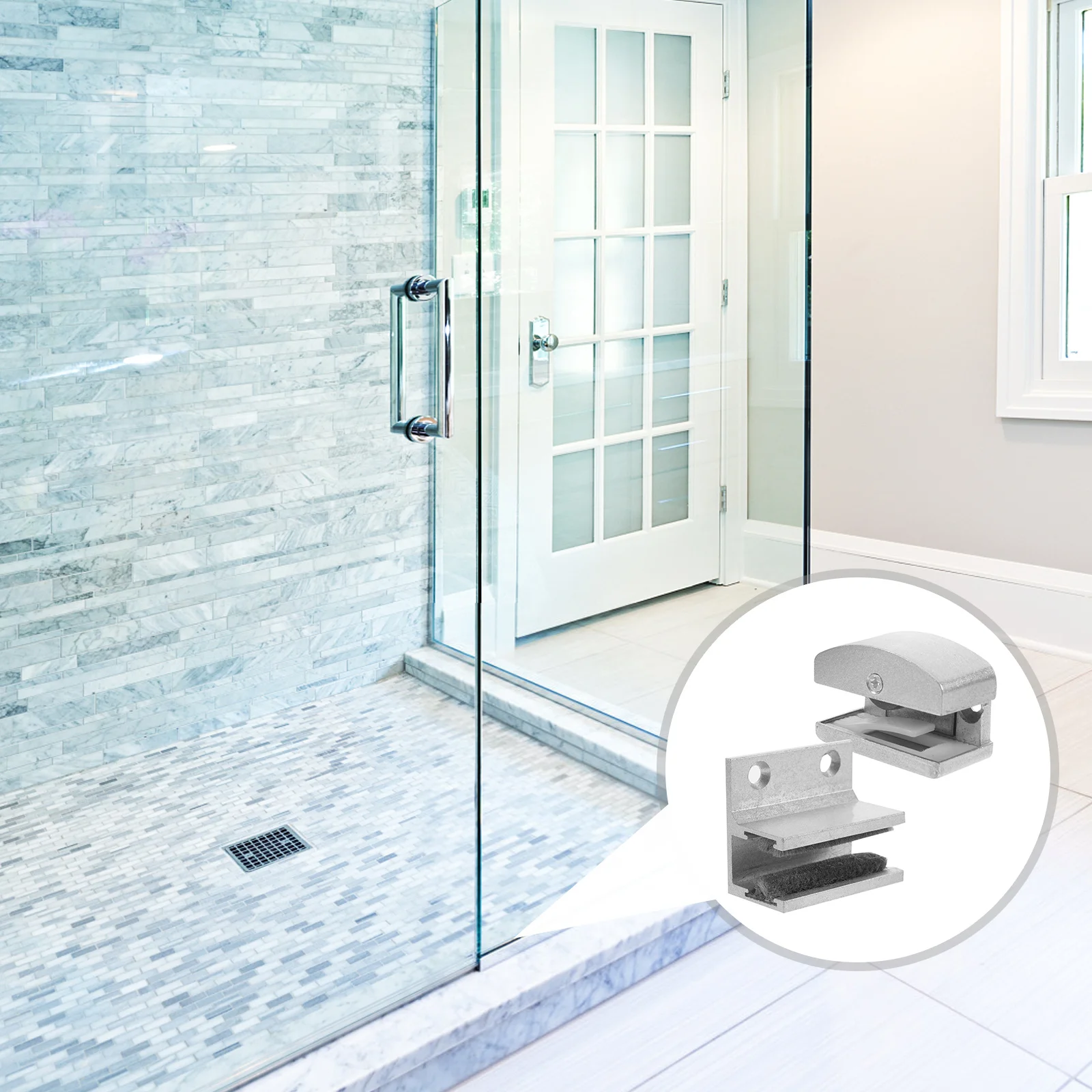 

4pcs Shower Bottom Guide Sliding Glass Track Retainer Durable Easy Install Floor Barrier Hardware Replacement Silver Sliding