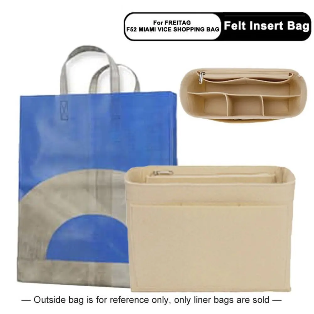 Felt Insert Bag Multi-Pocket with Zipper Storage Bag Large Capacity Inner Lining Bag for LV Speedy25/30/35/Gentlewoman