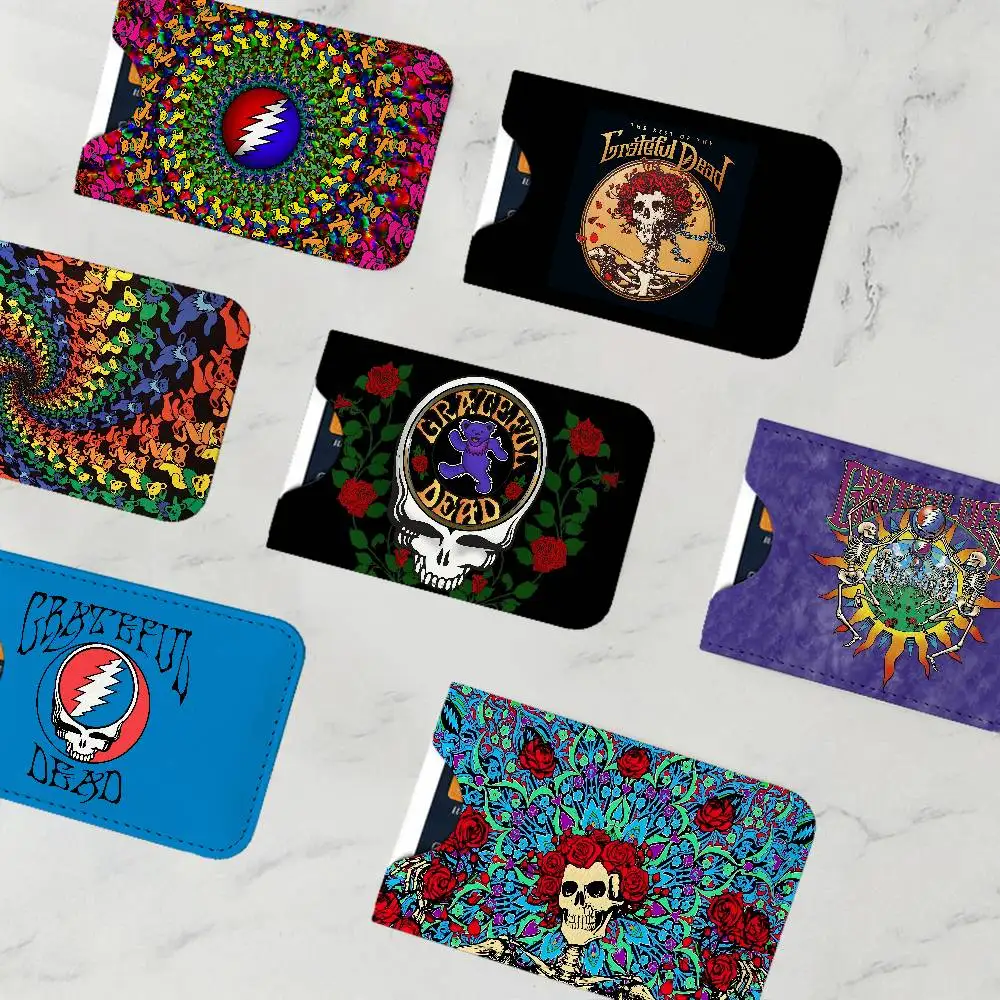 G-Grateful Dead Psychedelic Creative Printed with Leather Protective Case Business Portable Letter Pattern Leather Credit Bags