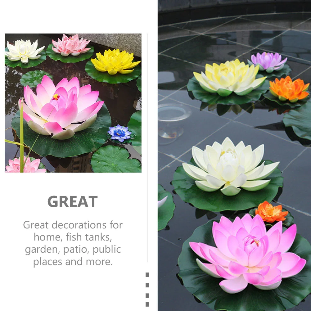 14 Pcs Lilies Lotus Decoration Pool Artificial Flower Aquarium Floating Plants Child Fish Tank Decorations