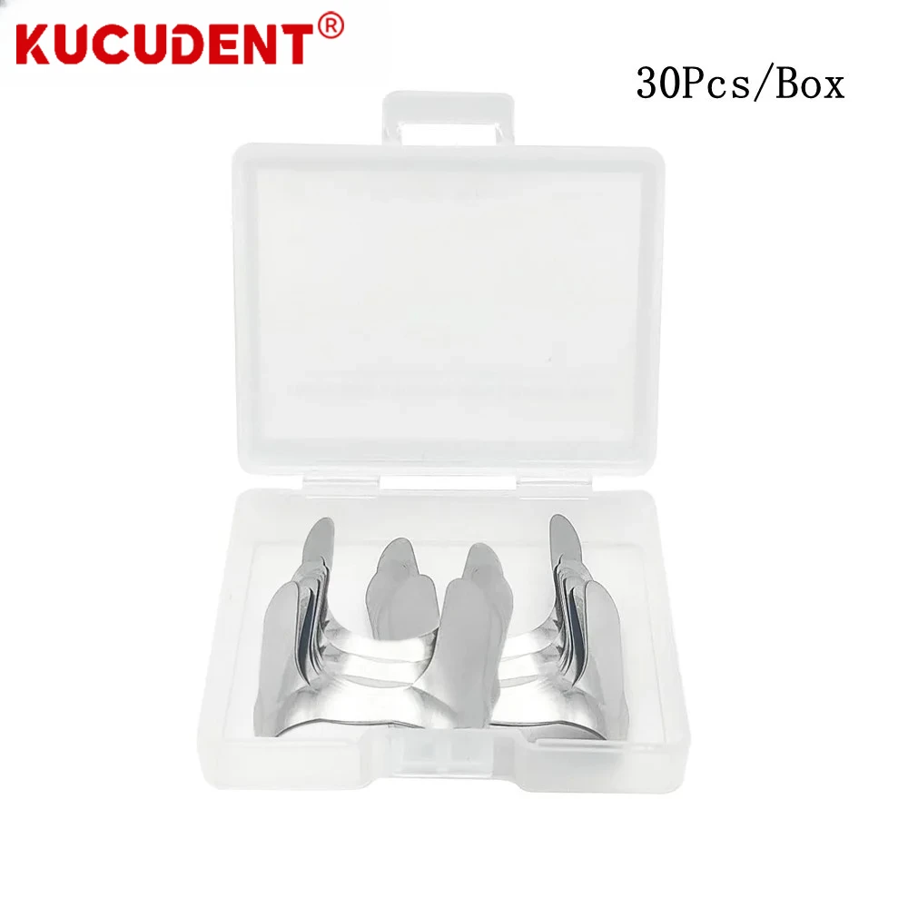 30Pcs/Box Dental Matrix Contoured Anterior Metal Matrices Bands Sectional Matrix System Dentistry Materials Twin Front Teeth