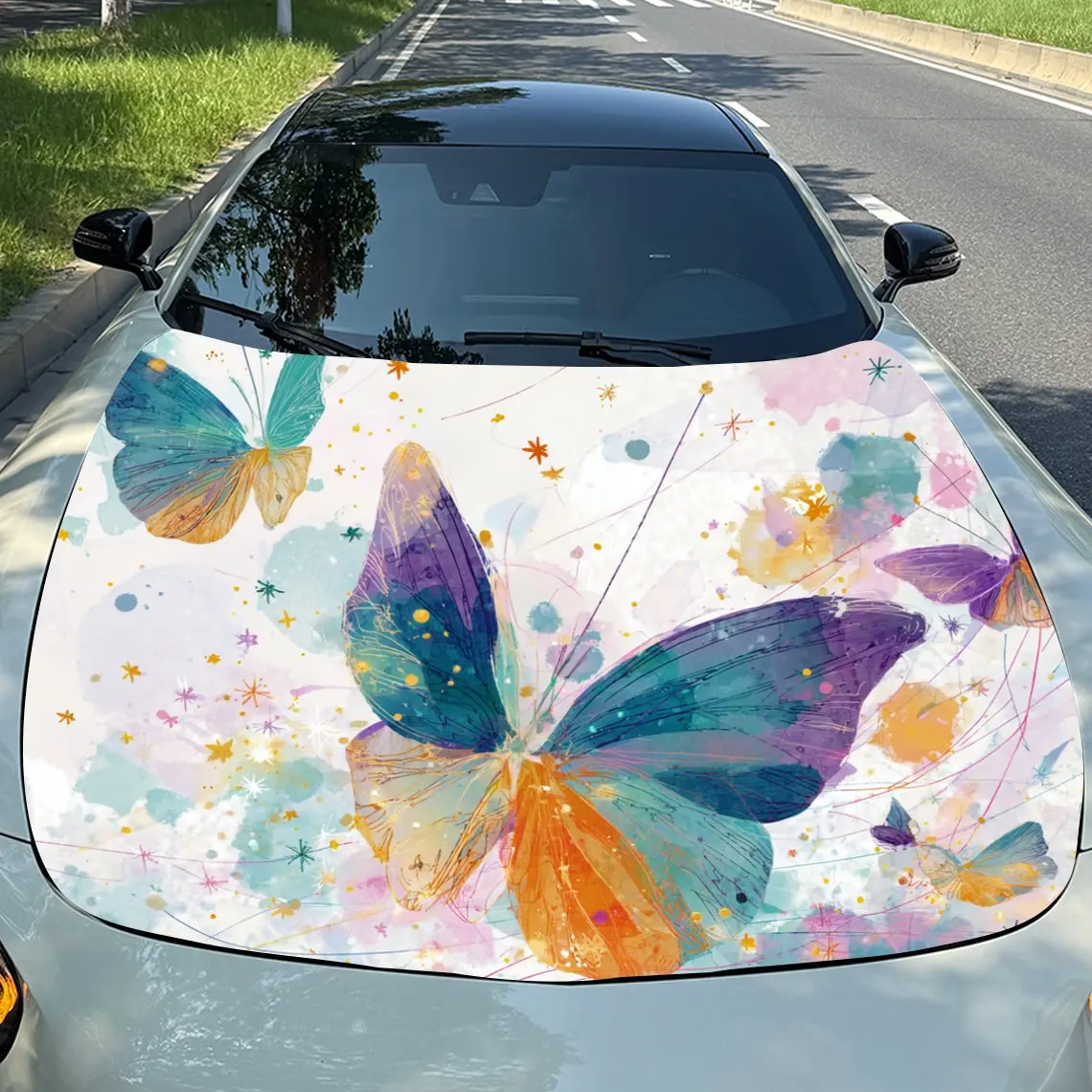 

Butterfly Car Hood PVC Sticker, Durable Vinyl Wrap Film Suitable For Most Vehicles, Car Hood Protective Film Gift