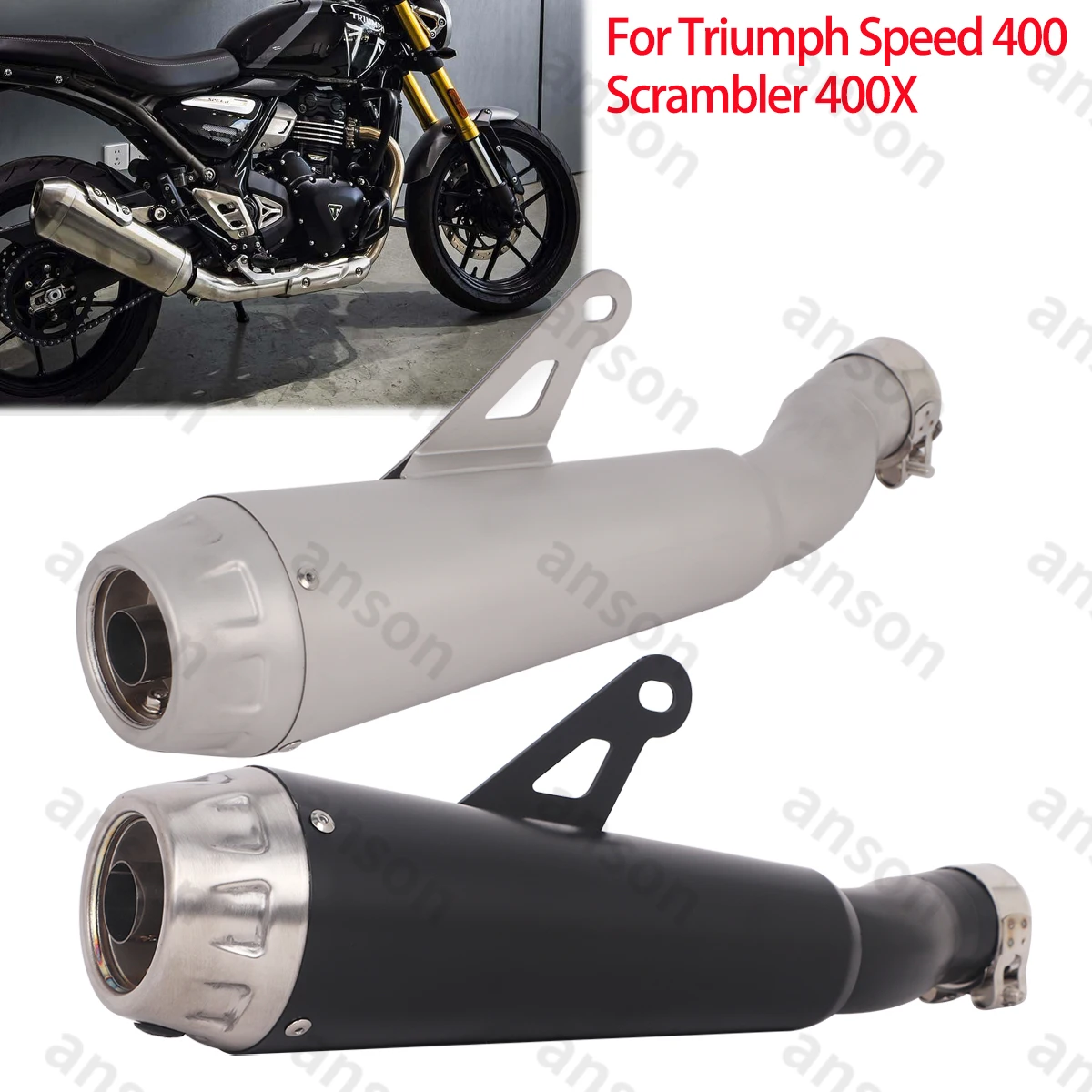 

Система выхлопных труб без шнуровки для Triumph Speed 400 Scrambler 400X 2024-2025 Escape Moto, глушитель среднего звена