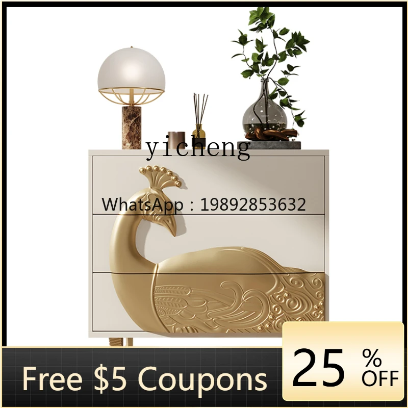 

ZXl Affordable Luxury Style Solid Wood Entrance Cabinet Three-Dimensional Carved Classical Solid Wood Decorative Storage Cabinet