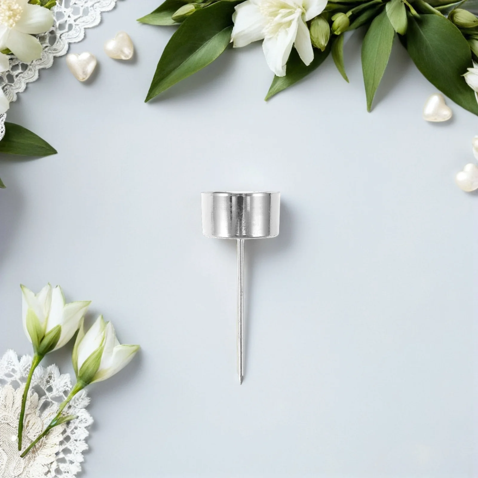 

20pcs Metal Cup With Spike Heavy Duty Iron Holder For Wreath Wedding Party Centerpiece Decor Tealight Candlestick