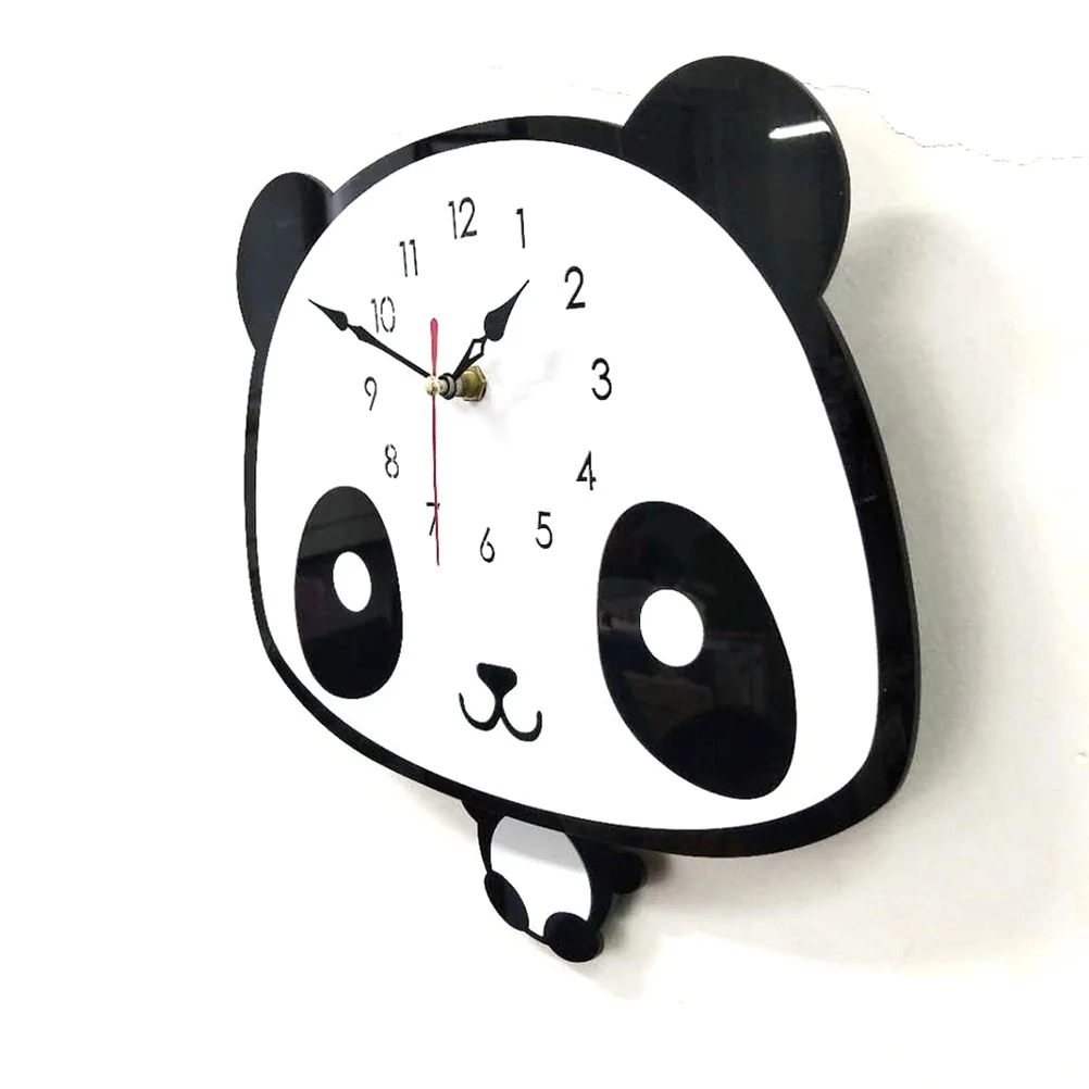 

28 X26cm Home Wall Clock Decorative Hanging Cartoon Panda Shape Silent Decoration
