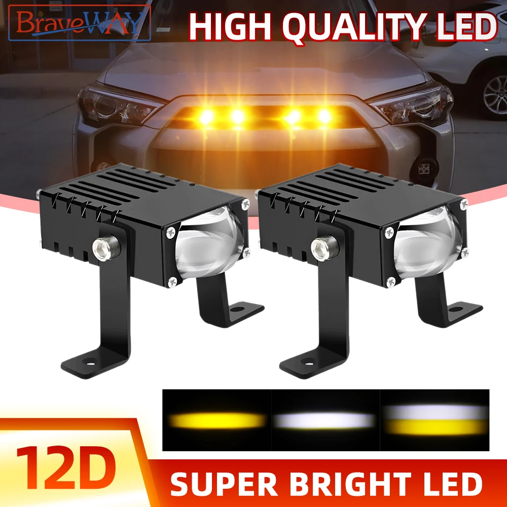 

BraveWAY Super Bright LED LED Fog Lights / Grill Driving Lights with Canbus, Offroad/Truck/Car/Motorcycle/ATV/UTV Yellow+White