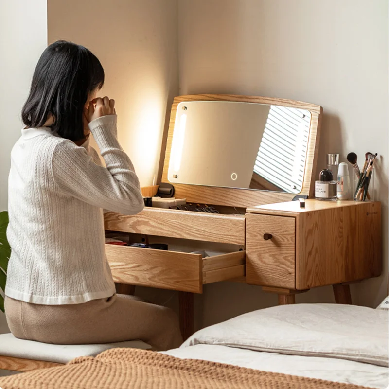 خزائن خشبية أدراج طاولة الغرور مرآة ماكياج كرسي منضدة الزينة طويل القامة خمر مستحضرات التجميل Penteadeira أثاث ما بعد الحداثة