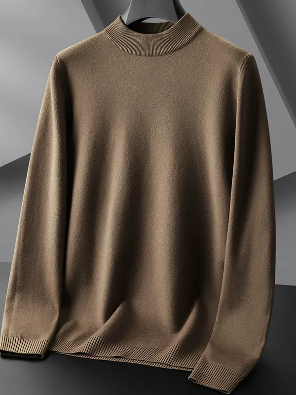 

Men's Knitted Loose Sweater f High Collar Base Layer irt Color Faionable All-Match Winter Warm Long Sve Top