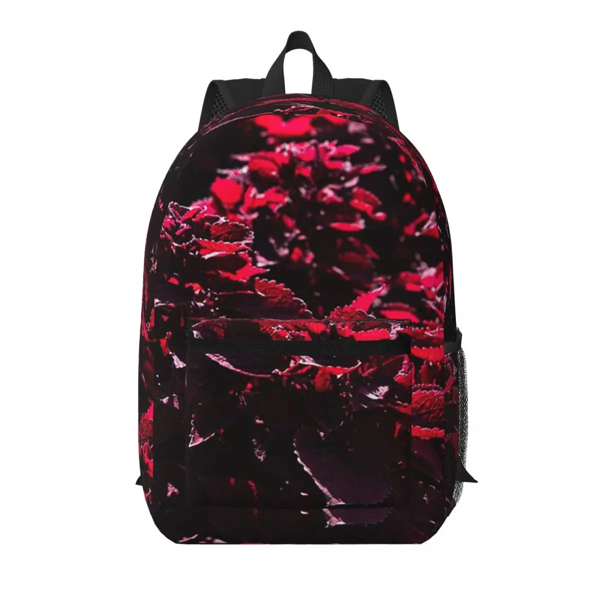 Mochila Escolar Botánica Color Granate Intenso, Mochila de Senderismo y Viaje para Hombres y Mujeres, Bolsa para Libros, Bolsos de Hombro