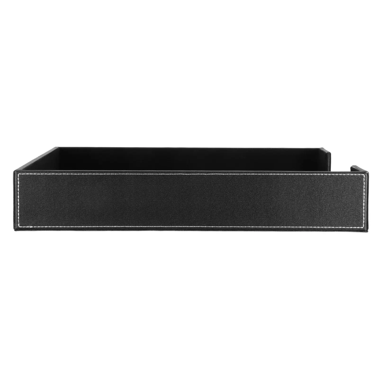 Desktop Black PU File Organizer Tray Stackable Letter Paper Document Folder Tray Organizer Storage 14x11x24cm Office