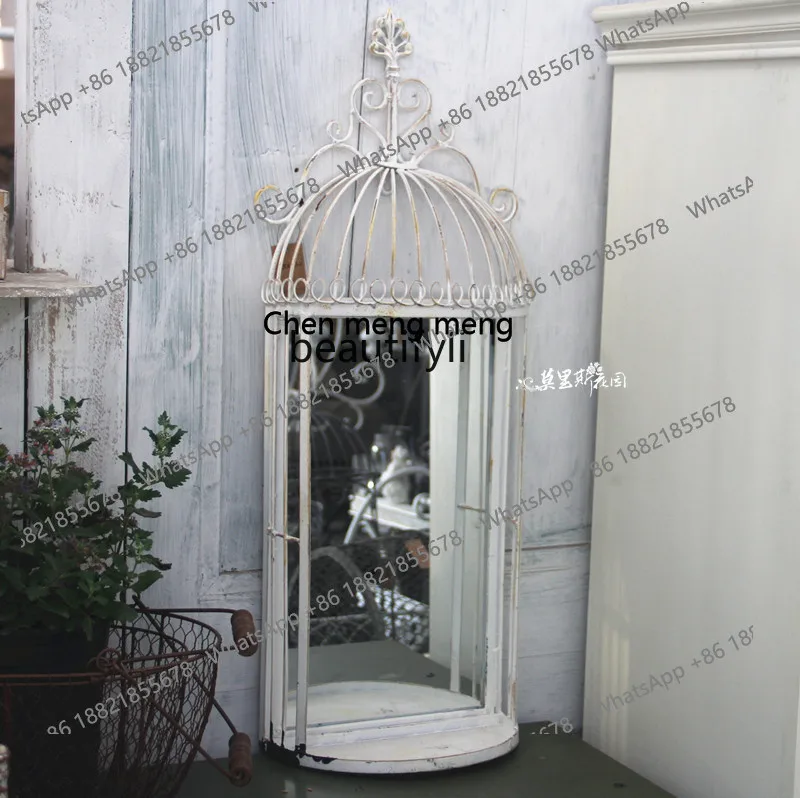 Garden Home Grocery Semicircular Birdcage Mirror Wall Wall Decoration Hanger