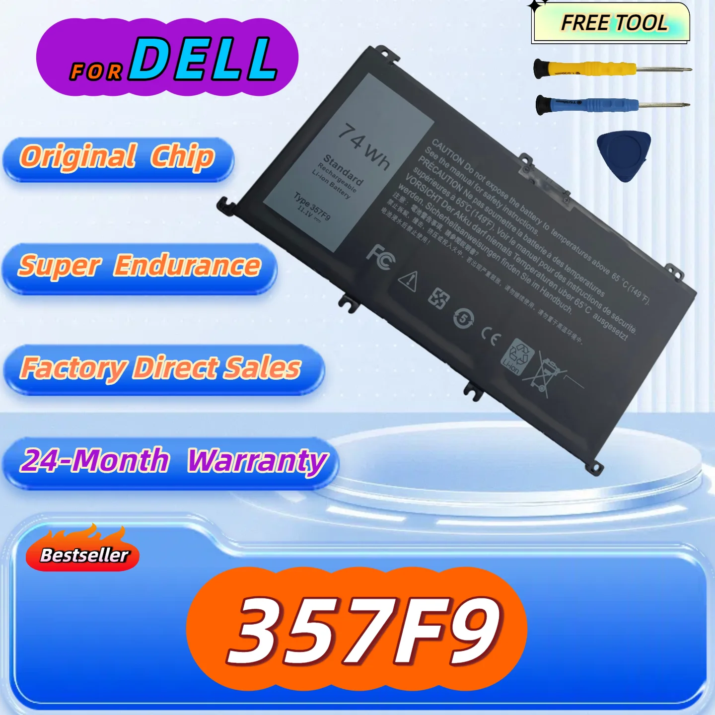 

Аккумулятор 357F9 для DELL Inspiron 15 Gaming 5576 5577 7566 7567 7000 7557 7559 P65F P57F P65F001 P57F001 Бесплатный инструмент + гарантия 24 м