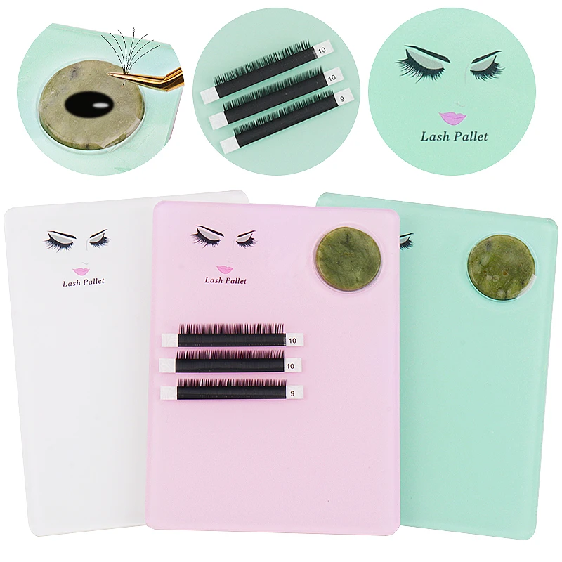 1pcs Acrylic Jade Stone Eyelash Extension Plate Tray Grafting Lashes Holder Glue Pallet Board Stand Pad Beauty Makeup Tools