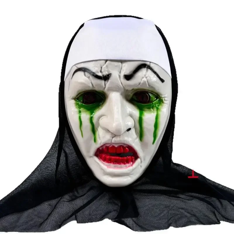 Máscara de Halloween, nueva disfraz de monja asustadora, fiesta, látex sintético, accesorio de estilo callejero, detalles realistas, eventos temáticos de terror