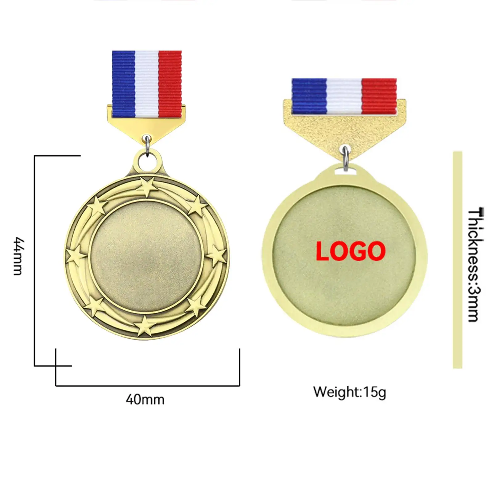 3 Pieces Metal Medals Gold Silver Bronze Medals Zinc Alloy Winner Prize Gift for Games Party Football Basketball Competitions