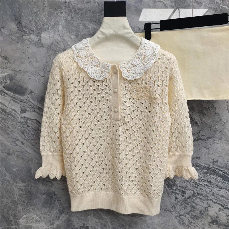 

Miaoli Xi Nan женский круглый вязаный свитер Ne ort Sve, вязаный крючком топ, осенний новый мягкий повседневный свитер из волокна...