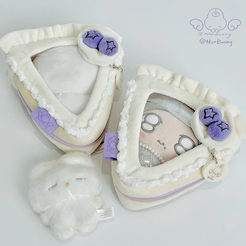 Cartoon Cake-shaped Plush Ita-bag Fluffy Plush Doll With Transparent Window Trim Cute Cartoon Design Doll Display Pendant Bag