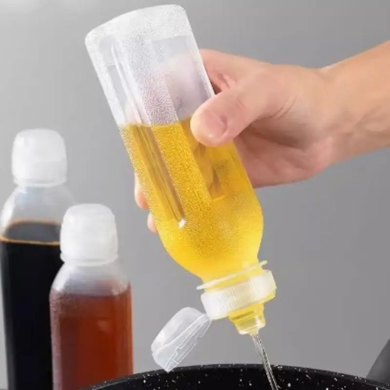 4PCS 300ml/500ml Heat-resistant Plastic Kitchen Oil Bottle With Squeeze Control Mechanism Household Empty Bottle