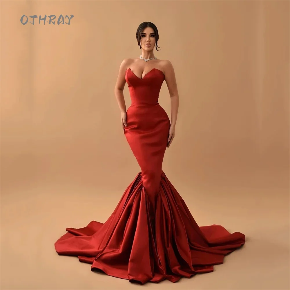 Evening Dress Sexy Mermaid Prom Gown For Wedding Party Gown Satin Sleeveless Sweep Train robe de soiree Prom Dress