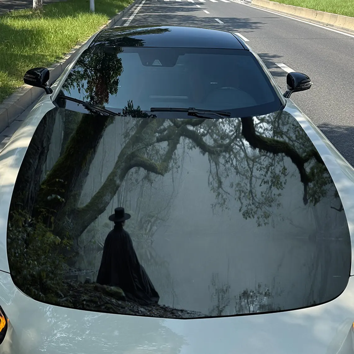 

Shadowy Silhouette Car Hood Stickers - Self-Adhesive, Waterproof and Durable Vinyl Wrap, Decorate And Protect Your Car, Fit For