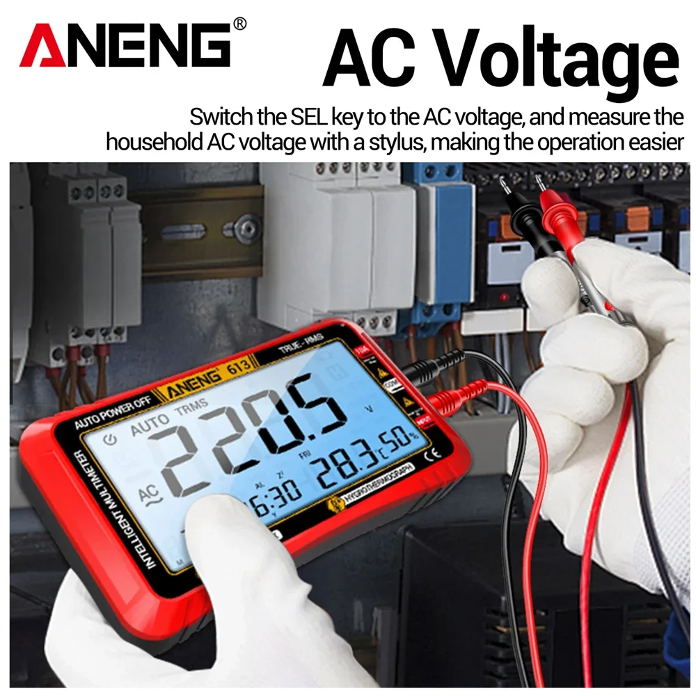 ANENG 613 3-in-1 Digital Multimeter 4000 Counts AC/DC Voltage Current Resistance Capacitance Frequency Tester Thermohygrometer Perpetual Calendar Alarm LCD Backlight Auto Power Off Multitester