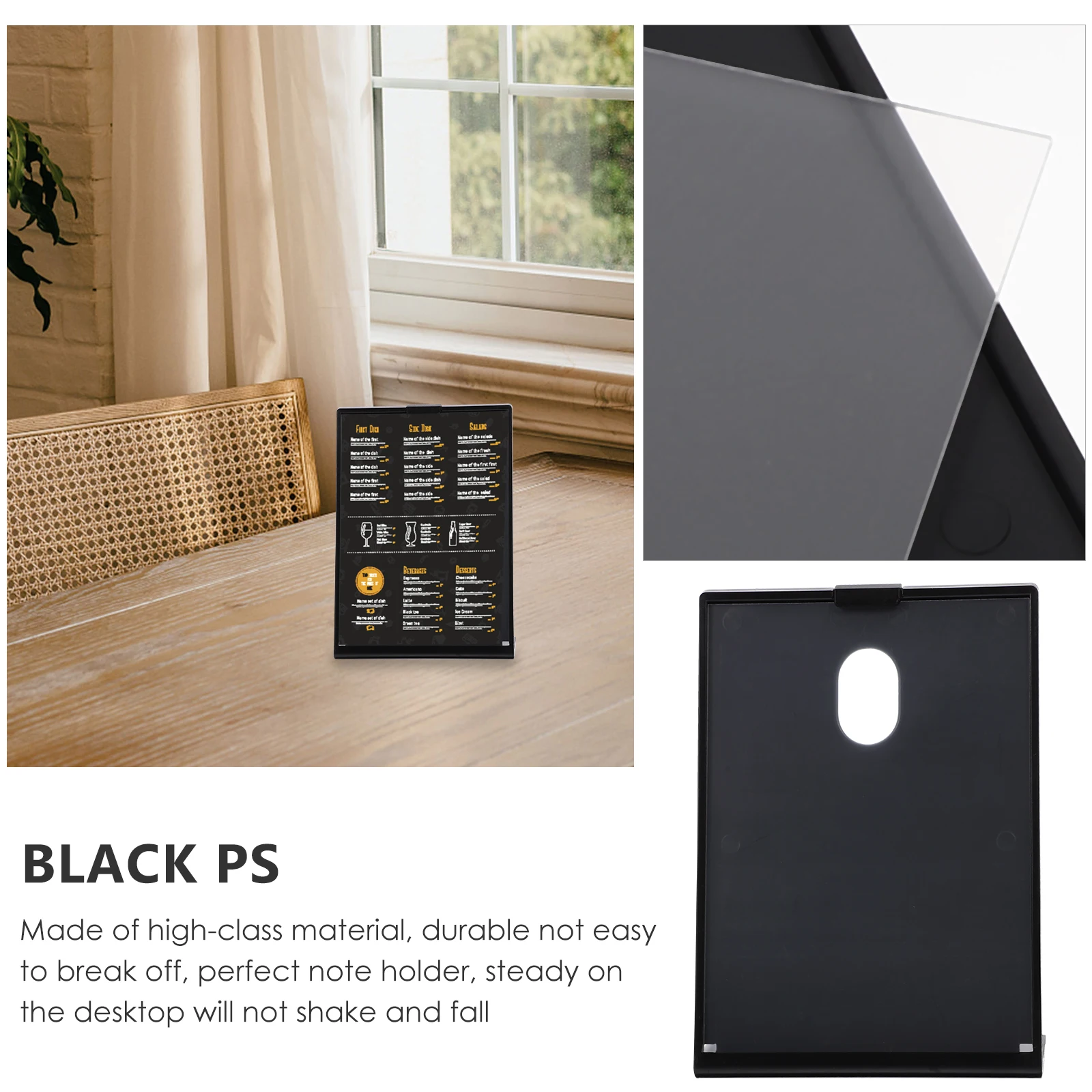 QR Code Display Stand 105x148mm Black A6 Plastic Menu Holder Tabletop Sign Frame For Price Lists Photos