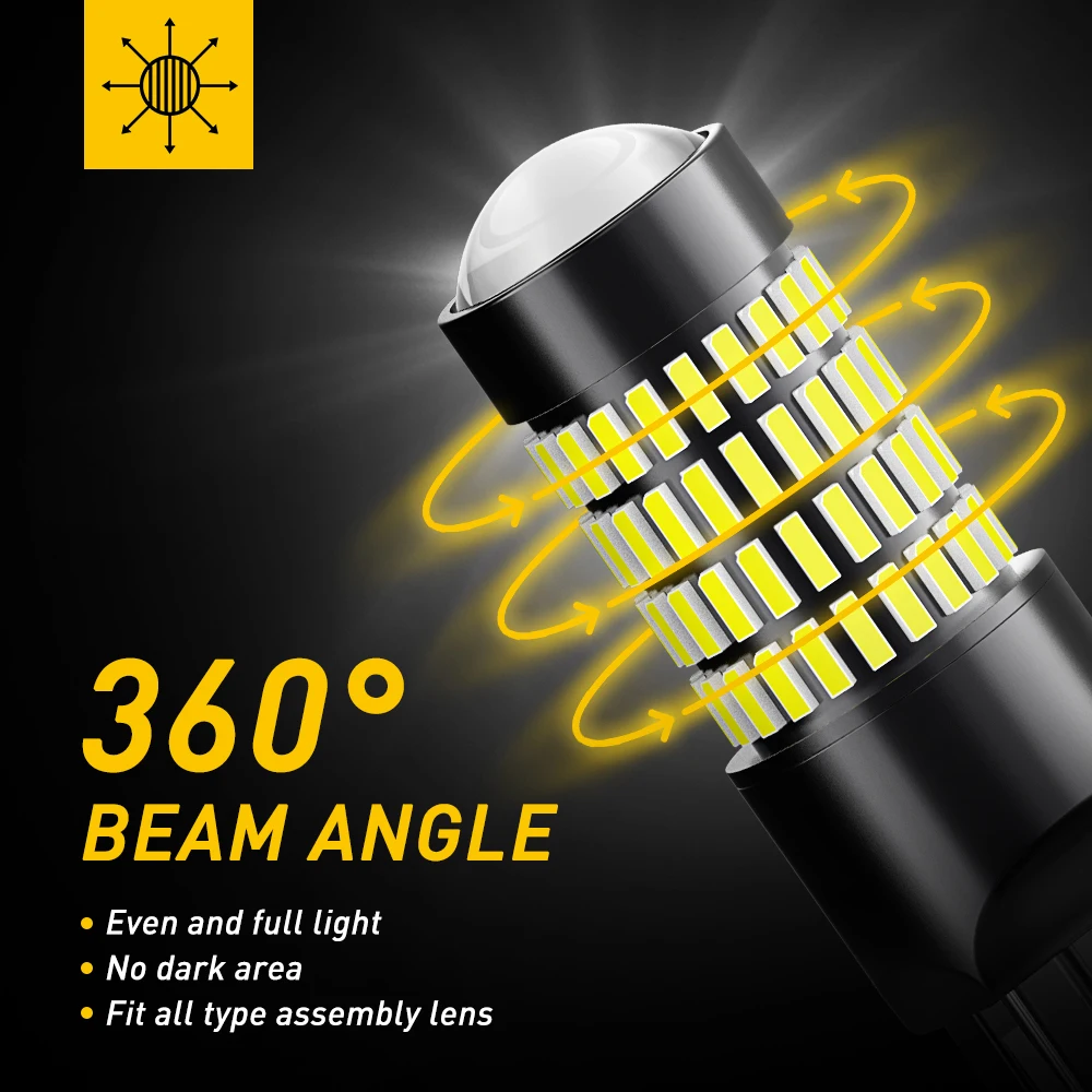 AUXITO 2Pcs 7443 W21/5W LED Bulbs Lamp 6000K White T20 7440 W21W LED With HD Projector For Car Reverse Tail DRL Driving Lights