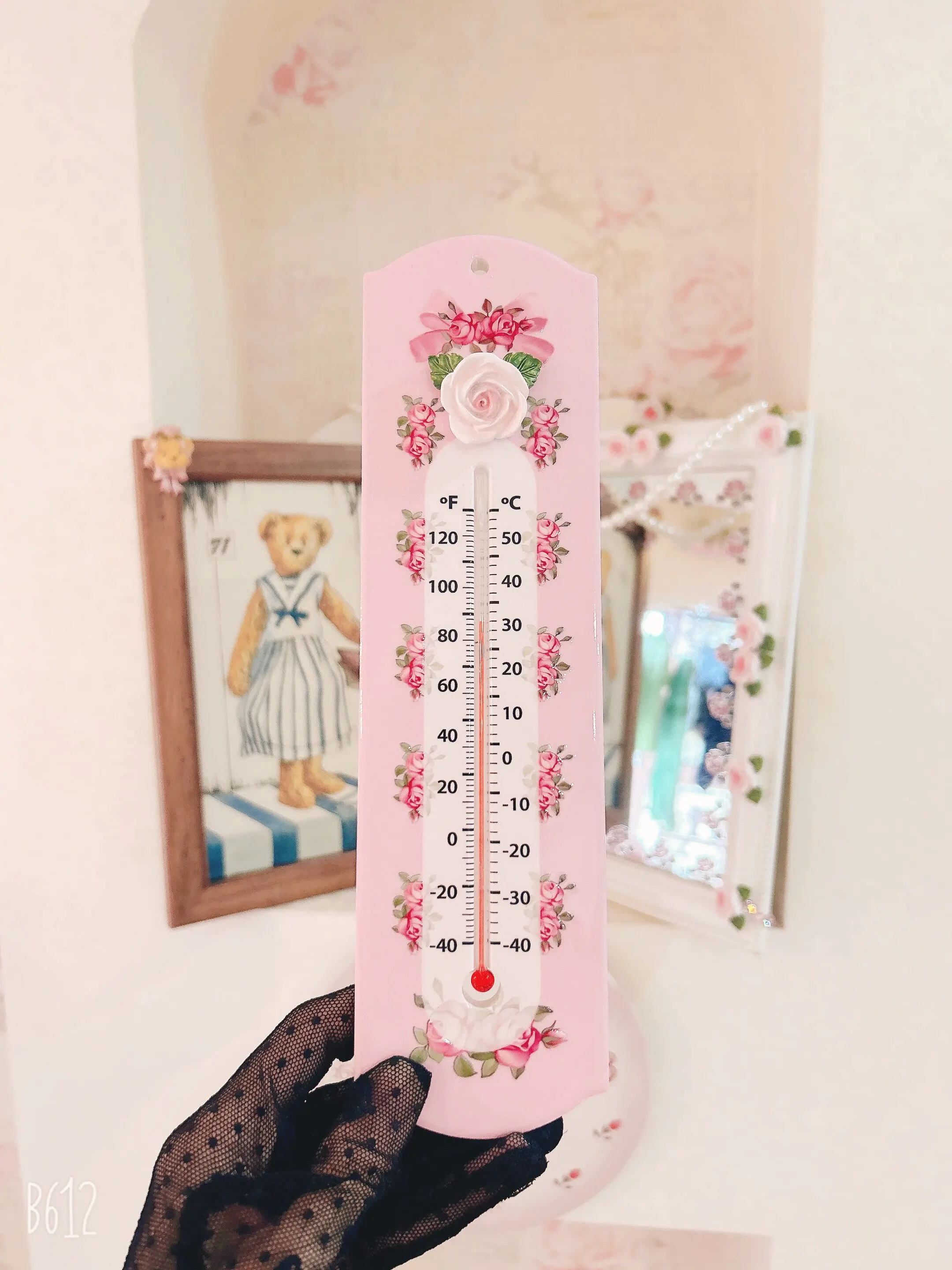 Beautiful Rose Flower Wall Ceramics Decoration Pendant Can Display Temperature Warm Home  Friends Gift Decorative Ornaments view 5