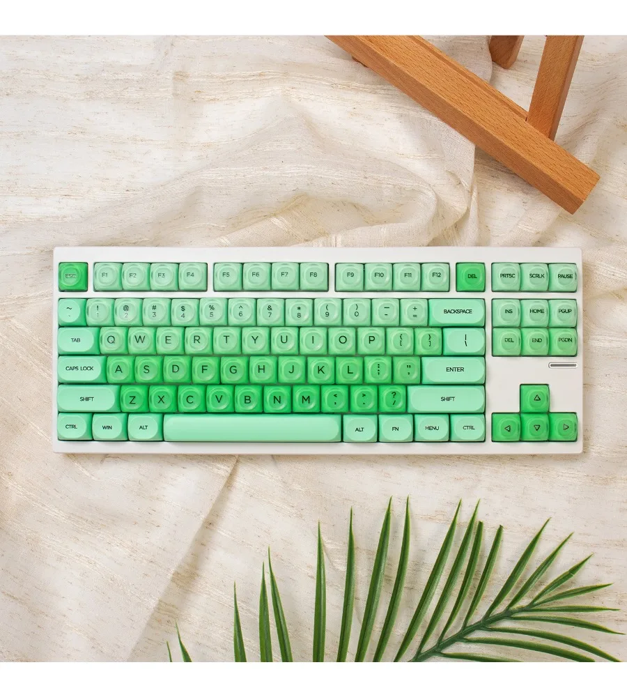 Green jelly cloud gradual change keycap PBT + PC cute ball cap suitable for Wooting/Mega lion mechanical keyboard