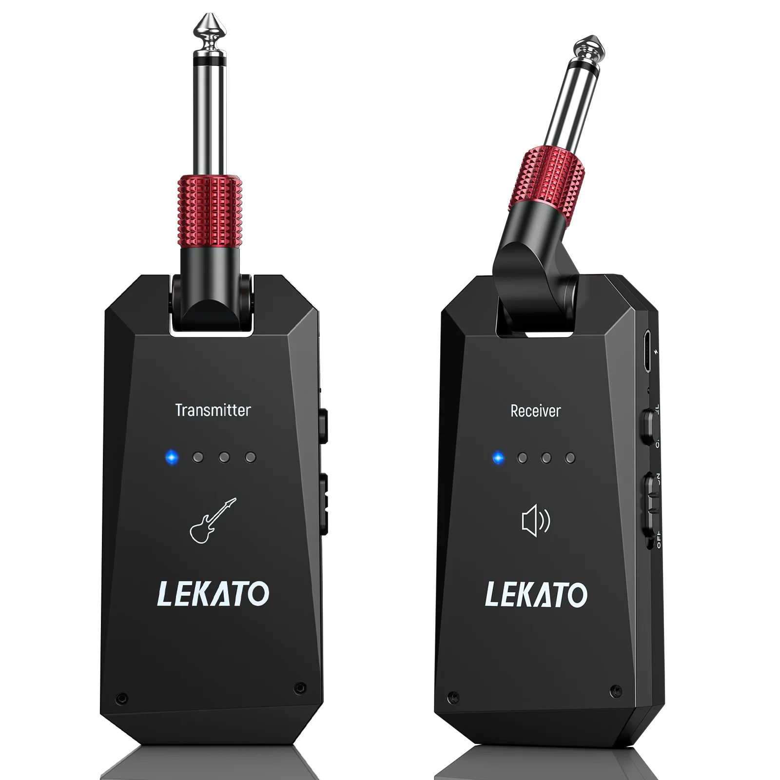 LEKATO Wireless Guitar System 5.8GHz Guitar Wireless Transmitter Receiver 4 Channels Audio System for Electric Guitar Bass(WS-90