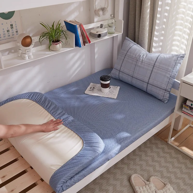 2025 new pure cotton fitted sheet single piece cartoon cotton mattress cover student dormitory single printed fitted sheet